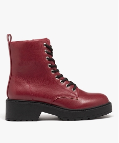 GEMO Boots à épaisse semelle crantée femme rouge standard