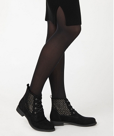 GEMO Boots lacées en suédine à détails dorés femme noir standard