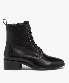 GEMO Bottines femme en cuir uni et à lacets ronds - Taneo noir standard