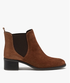 GEMO Chelsea boots dessus cuir à petit talon femme marron standard