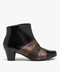 GEMO Boots femme confort à talon et bout pointu avec détails métallisés noir standard