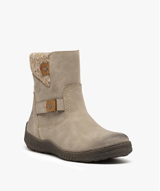boots femme fourrees confort avec col en maille et dessus uni - softrelax gris standard bottines bottesJ035901_2