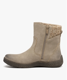 boots femme fourrees confort avec col en maille et dessus uni - softrelax gris standardJ035901_3