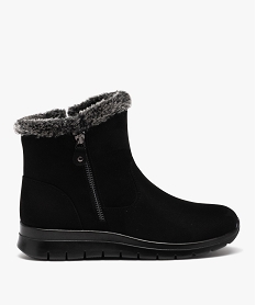 GEMO Boots fourrées femme confort unies avec col peluche et à zip noir standard