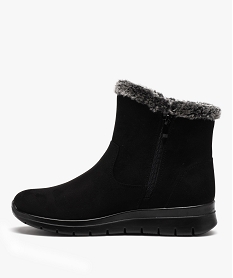 boots fourrees femme confort unies avec col peluche et a zip noir standardJ036201_3
