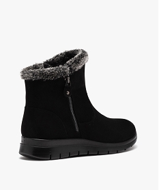 boots fourrees femme confort unies avec col peluche et a zip noir standardJ036201_4