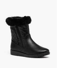 boots femme confort a col fourre avec effet matelasse noir standardJ036301_2