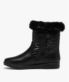boots femme confort a col fourre avec effet matelasse noir standard bottines bottesJ036301_3