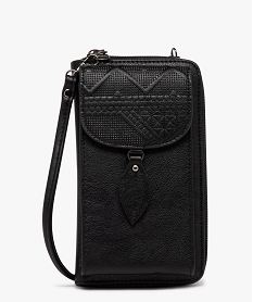 GEMO Pochette porte-feuille avec bandoulière amovible femme noir standard