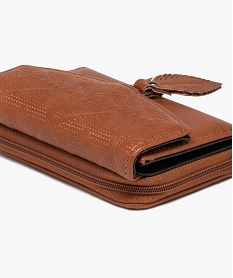 portefeuille compact avec pampille feuille femme orangeJ081201_2