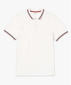 polo homme en maille piquee avec finition rayee blanc polosJ105901_4