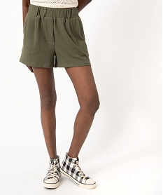 GEMO Short ample en matière texturée femme Vert