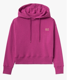 sweat court a capuche avec message brode femme violetJ120201_4