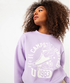 sweat loose en molleton chaud imprime femme - camps united violetJ121001_2