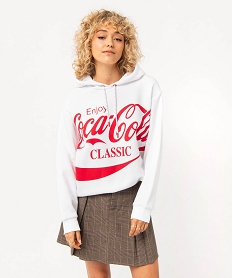 GEMO Sweat à capuche coupe oversize femme - Coca Cola Blanc