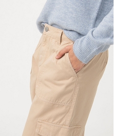pantalon large coupe cargo femme beige pantalonsJ129901_2