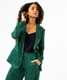 veste blazer femme imprimee en matiere satinee vert vestesJ132901_1