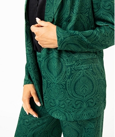 veste blazer femme imprimee en matiere satinee vert vestesJ132901_2
