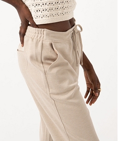 pantalon en maille extensible a micro motifs femme beige pantalonsJ151101_2
