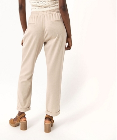 pantalon en maille extensible a micro motifs femme beige pantalonsJ151101_3