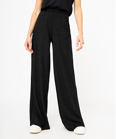 pantalon en maille texturee coupe ample avec taille elastique femme noir pantalonsJ152501_1