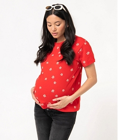 GEMO Tee-shirt de grossesse compatible allaitement avec motif Rouge