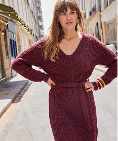 GEMO Robe pull en maille pailletée femme Violet