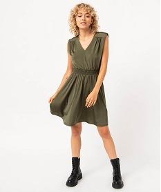 GEMO Robe en maille sans manches avec épaulettes femme Vert