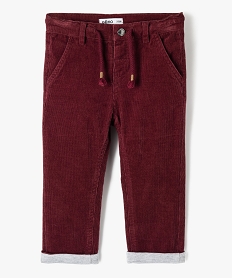 GEMO Pantalon bébé garçon en velours doublé jersey Rouge