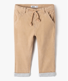 pantalon bebe garcon en velours double jersey brun pantalonsJ193101_1