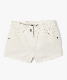 GEMO Short en toile de coton avec ceinture froncée bébé fille blanc chine