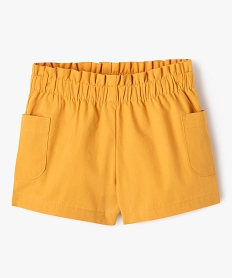 GEMO Short en toile à taille élastiquée et poches plaquées bébé fille jaune standard