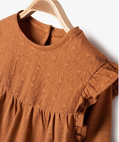 tee-shirt manches longues avec volants aux epaules bebe fille brun tee-shirts manches longuesJ221101_3