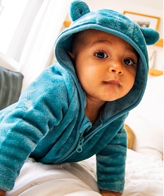 GEMO Sweat zippé à capuche en fourrure imitation bébé Bleu