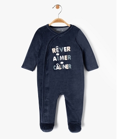 GEMO Pyjama en velours imprimé à ouverture devant bébé Bleu