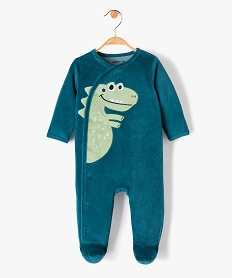 GEMO Pyjama bébé en velours imprimé dinosaure à fermeture ventrale Bleu