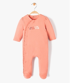 GEMO Pyjama bébé avec ouverture pressionnée ventrale à volant rose standard