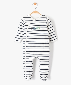 GEMO Pyjama en coton rayé pressionné devant bébé Beige