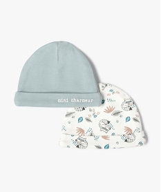 GEMO Bonnet de naissance avec revers bébé garçon (lot de 2) Blanc