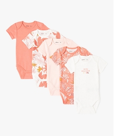 GEMO Body bébé fille manches courtes en coton biologique (lot de 5) Rose