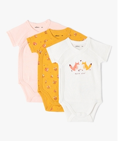 GEMO Body bébé à manches courtes et fermeture croisée (lot de 3) Jaune