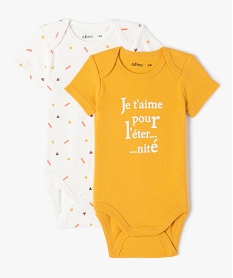 GEMO Body bébé à manches courtes et col américain (lot de 2) Jaune