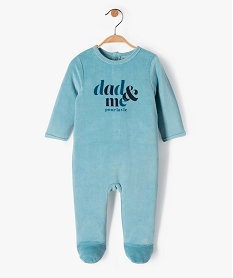 GEMO Pyjama bébé à pont-dos en velours avec message Bleu