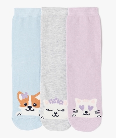 GEMO Chaussettes mi-hautes avec motifs animaux fille (lot de 3) bleu standard