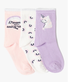 GEMO Chaussettes à motifs licornes fille (lot de 3) violet standard