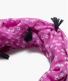 foulard snood leger a fleurs et pompons fille violet standardJ252201_2
