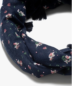 foulard fille forme snood motif fleurs pois et a pompons bleu standard foulards echarpes et gantsJ252501_2