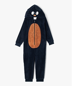 GEMO Combinaison pyjama castor avec capuche garçon Bleu