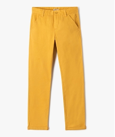 GEMO Pantalon chino en coton à revers garçon Jaune