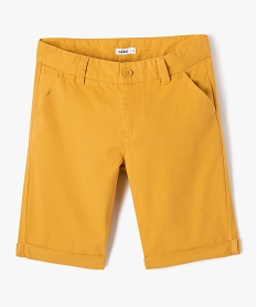 GEMO Bermuda coupe chino regular en toile de coton garçon jaune standard